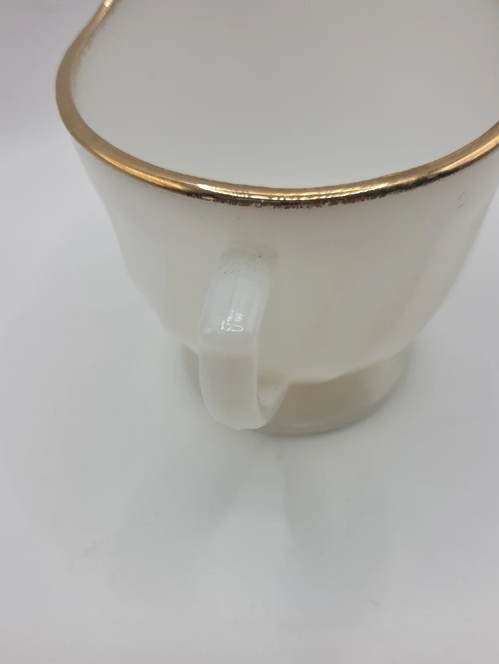 Fire King Milk Glass Creamer Gold Trim